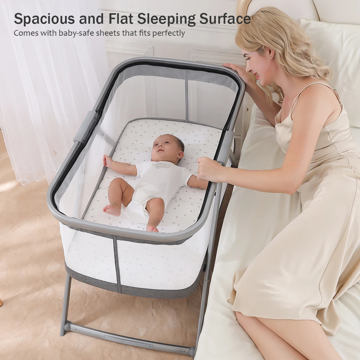 Berço de bebé UBRAVOO All Mesh com colchão 3 em 1 – Berço de viagem | Berço | Berço sobre rodas conversível com mosquiteiro