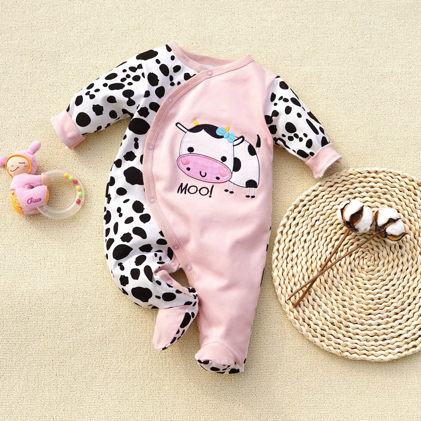 Babygrow 100% Algodão – Estampa de Animais 🐰🐄