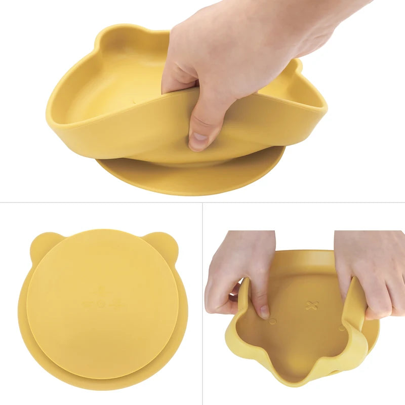 Conjunto de Refeição de Silicone - Urso