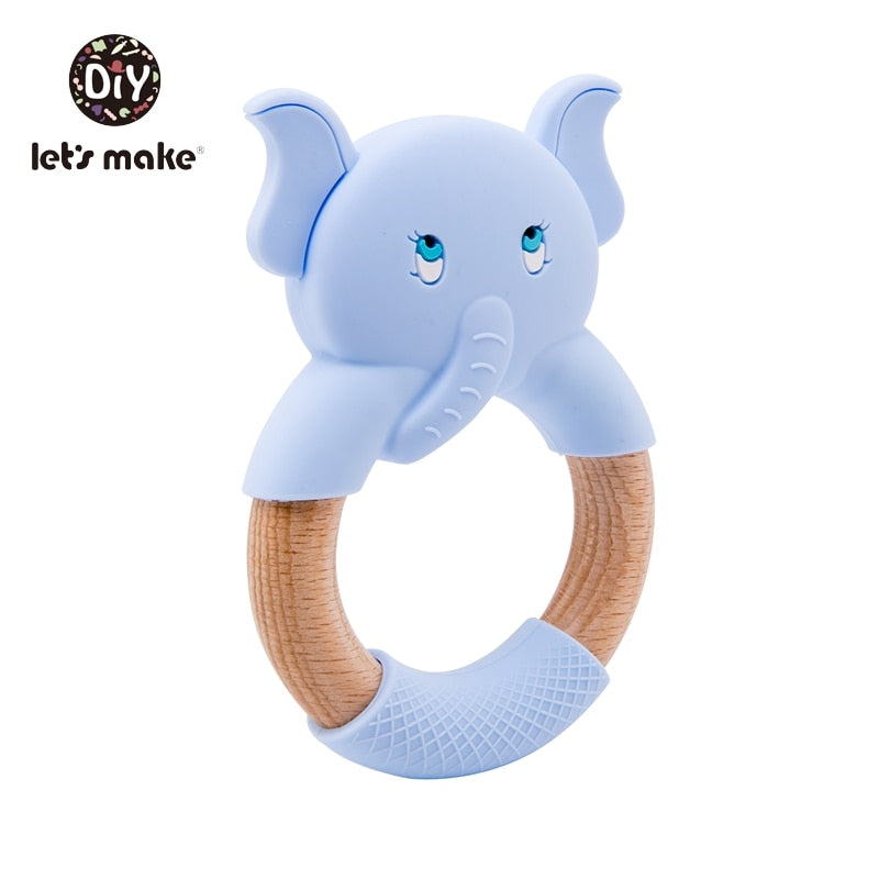 Animal Wooden & Silicone Teether