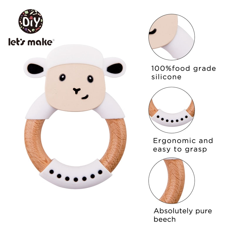 Animal Wooden & Silicone Teether
