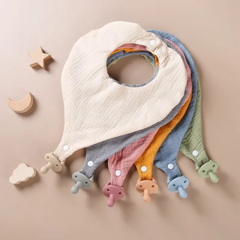 Conjunto de Babete de Algodão Com Chupeta