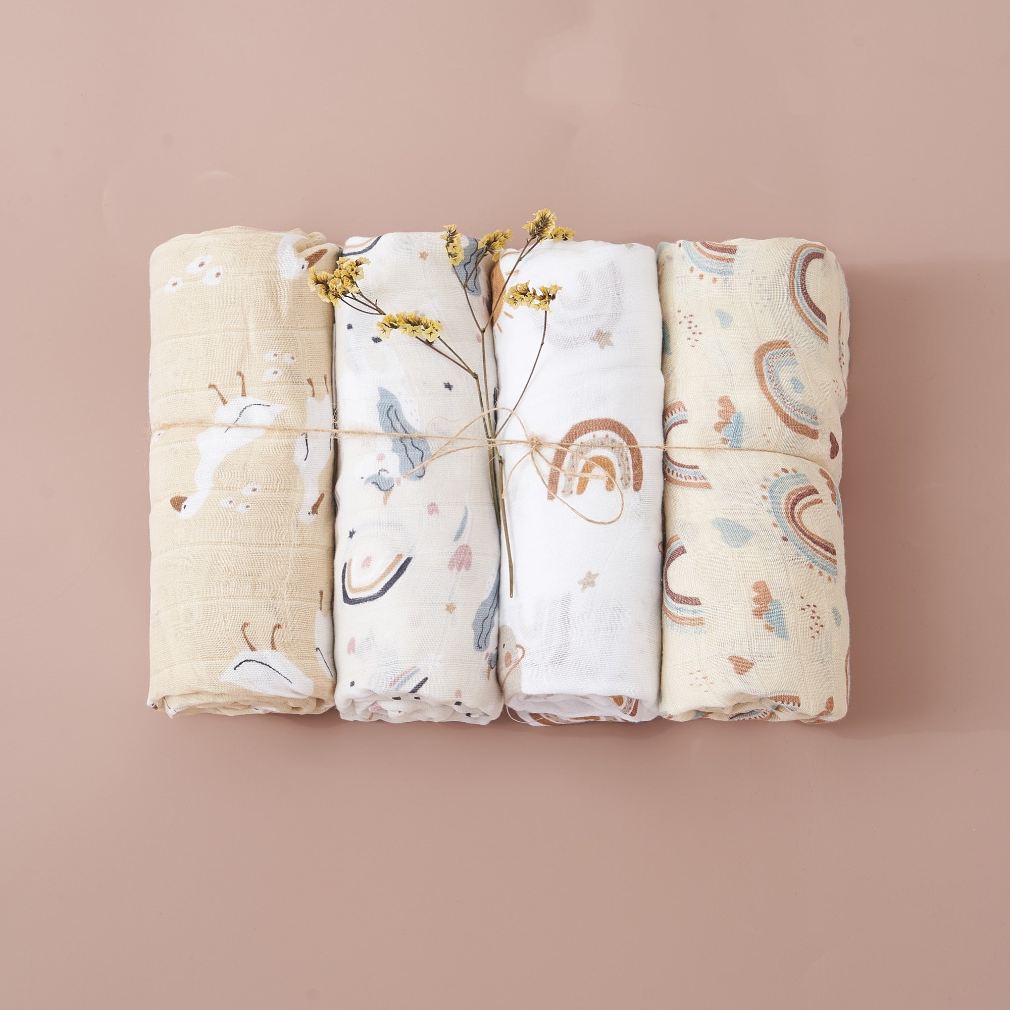 4PCS Muslin Swaddle Blanket - Gift Set