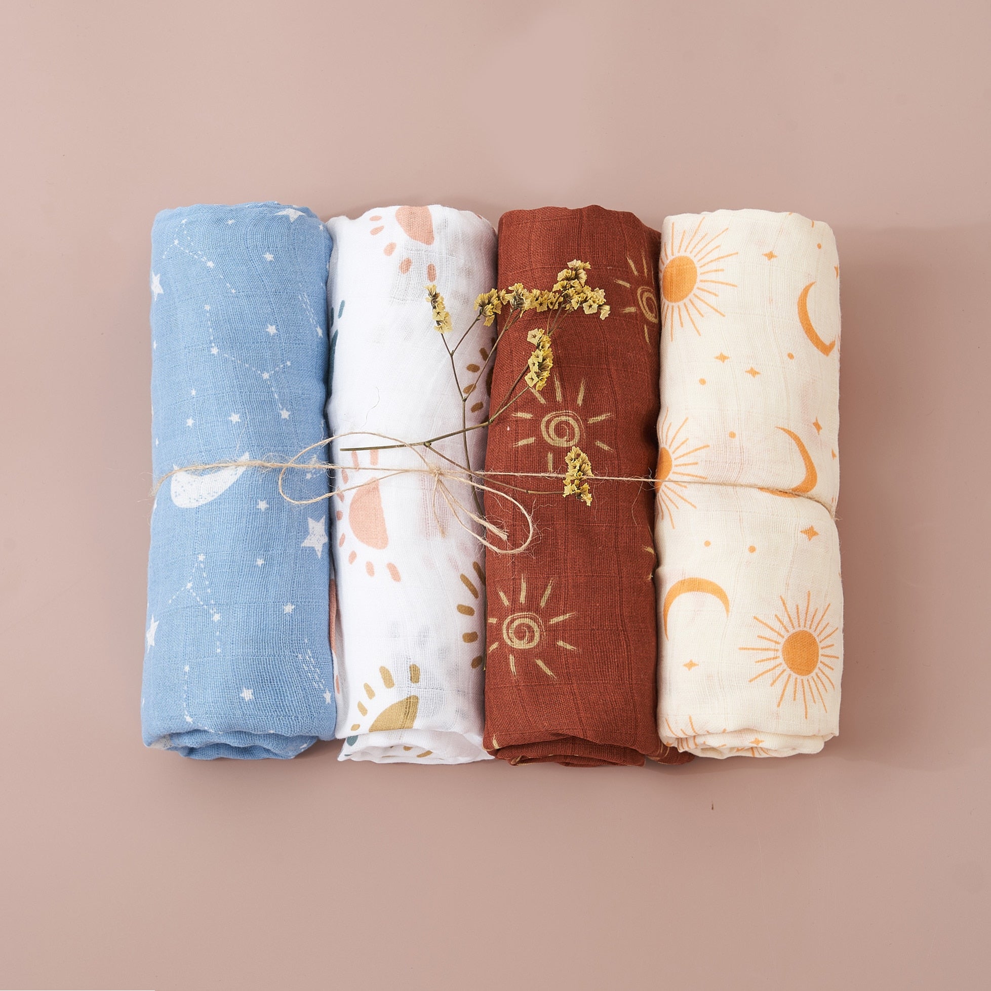 4PCS Muslin Swaddle Blanket - Gift Set